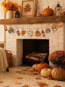 24pcs/1pc Thanksgiving Elf Hanging Ornaments, Autumn Harvest Hanging Decorations, Happy Autumn Tree Hanging Ornaments, Pumpkin Leaf Flower Mixed Paper Cutouts, Autumn Tree Decorative Hanging Ornaments, Suitable For Autumn Holiday Party Harvest Supplies, Home Decor - Multicolor - View 1