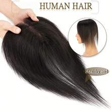 Remy Human Hair Hair Topper For Women, 8x10cm Lace Base Clip-In Straight Hairpiece, 10 Inch Natural Scalp Top Hair Extension For Thinning Hair - Multicolor - View 3