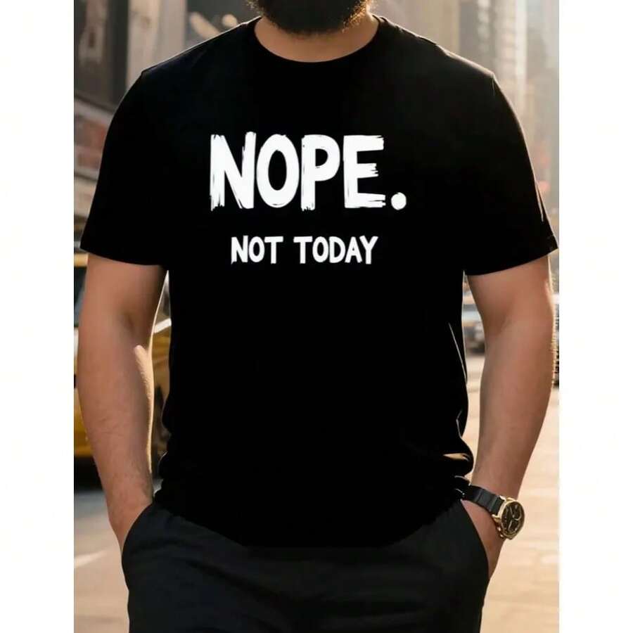 Vintage Men's T-Shirt In Black With A Funny White Graphic, Oversized, Crew Neck, Short Sleeve. Perfect For Everyday Wear, Including Plus Sizes. - 黑色 - 查看 1