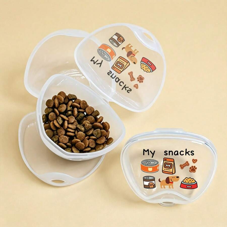 1pc Mini Small Capacity Transparent Visible Storage Box, Pet Theme Printed Sealed Storage Box, Suitable For Portable Grain Storage/Outdoor Feeding/Pet Party Scenes, Small Gift For Pet Owners - Clear - View 1