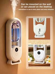 1pc White Ultrasonic Aromatherapy Diffuser, Wall-Mounted & Desktop 2-In-1 Diffuser, With 7-Color LED Night Light, Digital Display Gear Adjustment, 5 Operating Modes Switchable, Lemon Series Fragrance, 8 Essential Oils To Choose From, USB Powered, Rechargeable, Suitable For Large Spaces At Home, Gentle And Versatile For Bedroom, Living Room, Office, Pet Room, Hotel, Bathroom, Car - White - View 6