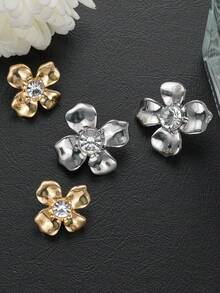10pcs/Pack Flower Rhinestone Studded Personalized Elegant Metal Buttons, Decorative Buttons For Coats, Sweaters, Uniforms, Jackets, Suits, Cuffs, Collars, DIY Bags, Gifts, Gift Boxes, Handicrafts - Multicolor - View 4