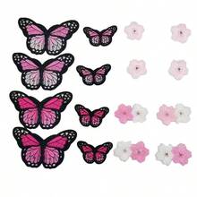 18 Stücke/Set Pflaumenblüten- und Schmetterlings-Stickerei-Patches, Bügelpatches, Kleidung Dekorations-Patches - A - Übersicht 2
