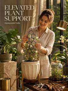4pcs Honeycomb Plant Support Stakes, Rust-Proof Plastic Honeycomb Column Support, Space-Saving Indoor/Outdoor Garden Support, Plastic Climbing Plant Training Support System, Helps Plants Grow Healthy, Decorative Garden Support - Multicolor - View 4