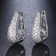 1 Pair Fashionable Elegant Cubic Zirconia Earrings Suitable For Women's Daily, Party And Holiday Wear - White Gold - View 2