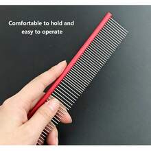 1 buah Sisir Hewan Peliharaan Stainless Steel, Desain Gigi Ganda Rapat & Jarang, Sisir Perawatan untuk Mengurai Rambut Kucing dan Anjing, Perawatan Rambut Panjang, Pengangkatan Rambut yang Mengembang, Alat Pembersih Perawatan - View 1