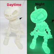 New Halloween Pumpkin Skeleton 3D Printed Jointed Movable Glowing Ornament Decor Model - Multicolor - View 11