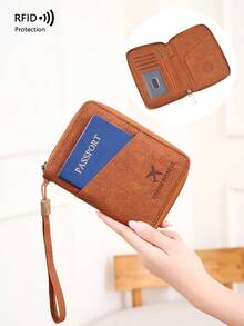 CHARM INFINITE Vintage Brown Multi-Function Passport Holder RFID Anti-Demagnetization Travel Document Organizer With Multiple Card Slots For Flight Tickets And Bank Cards, Locatable - Brown - View 4