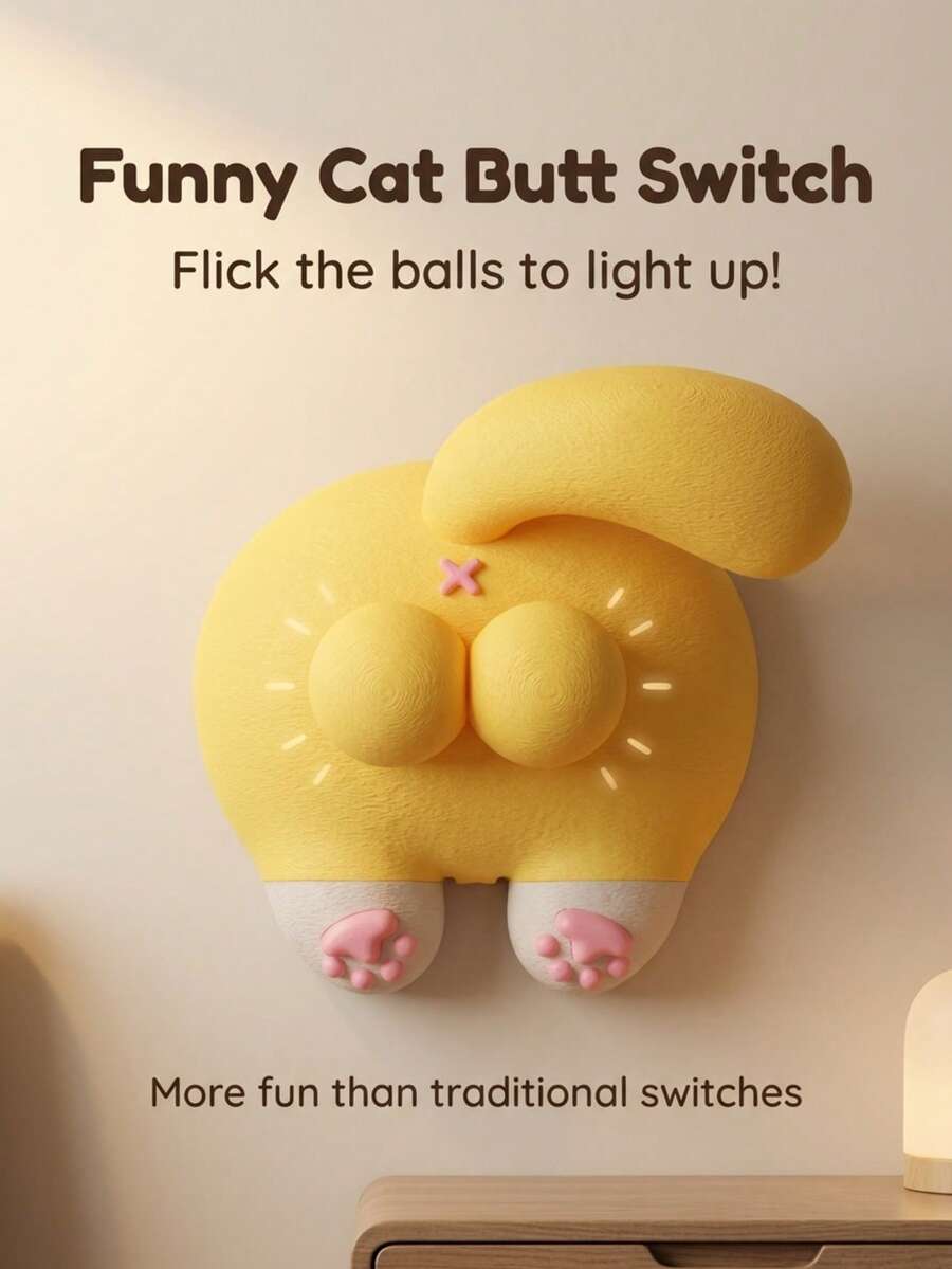 1pc 86 Switch Cover [Giant Egg Cat] Cat Butt Switch Panel Home Decor 3D Printed Switch Cover Creative Ornament - Cat Butt Lid Switch - View 1