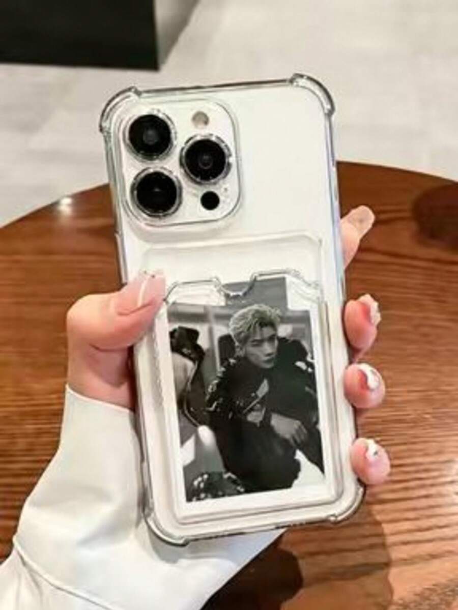 透明 TPU 手機殼,內建卡槽,時尚保護殼,適用於 iPhone 16/17/16 Pro/16 Plus/16 Pro Max,生日禮物,週年紀念禮物 - 無色 - 查看 1