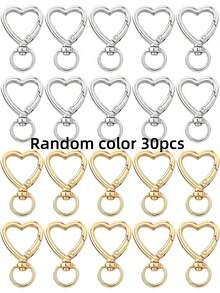 10/30/60/100pcs Heart-Shaped Keychain Swivel Hook, Cute Zinc Alloy Spring Clip Key Ring, Handbag Clip, Suitable For DIY Crafts - Color Mixing - View 15