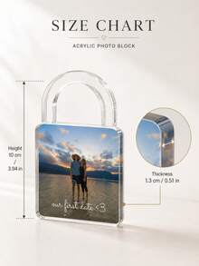 Custom Photo Acrylic Photo Frame Personalized Image Gift, Transparent Lock Shaped Ornament (Can Print Name Text), Couple Wedding Memory Keepsake, Home Decor - Multicolor - View 2