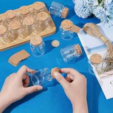 14pcs Small Glass Jars With Cork Stoppers, Mini Glass Bottles Wishing Bottle Clear Empty Bottles With Tag Label And Twine For Wedding Favors Message Party Decorations Gift 50ml/1.7oz - Clear - View 3