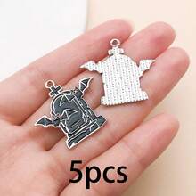 5/12pcs Vintage Gothic Dark Alloy Enamel Charms, Dragon Raven Bat Occult Floral Sword Pendants For Jewelry Keychain Bag Ornament DIY Craft Accessories - Multicolor - View 15
