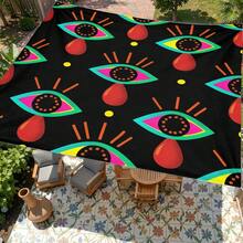 1pc Neon Tear Drop Print Sun Shade Sail, Modern Style, Large Size, UV Protection, Sturdy & Durable, Easy Installation, Suitable For Beach, Garden, Patio, Yard, Includes Rope - Multicolor - View 10