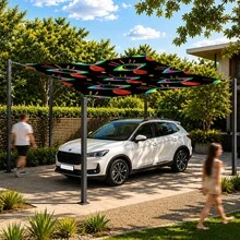 1pc Neon Tear Drop Print Sun Shade Sail, Modern Style, Large Size, UV Protection, Sturdy & Durable, Easy Installation, Suitable For Beach, Garden, Patio, Yard, Includes Rope - Multicolor - View 3
