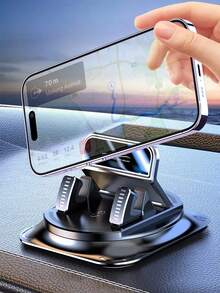 360° Rotatable Car Phone Holder, Anti-Slip Dashboard Phone Mount, Universal Horizontal/Vertical Screen Navigation Phone Stand - Black - View 3