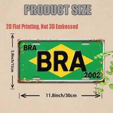 1pc Brazil 2002 Football Vintage Sign | 2D Flat Print, Vintage Sign, For Decoration, Outdoor Wall Art, Perfect For Sports Bar, Game Room, Man Cave, Home Wall (Random Style) - A - View 3