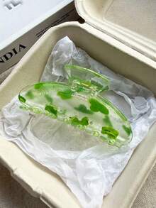 4件/1件 女款 10cm/3.94in 橢圓形白色綠色棕色豹紋輕量塑料髮夾，時尚百搭高級優雅極簡純色髮飾，適用日常穿搭、休閒、派對、通勤、海灘、度假、馬尾、盤髮、洗臉、沐浴、化妝、穿搭配飾（字母為單面且無意義） - 彩色 - 查看 11