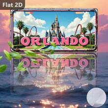 1pc, For Decorative Use Only, Outdoor Sign And Wall Decor, Orlando Park, Castle, USA, Home Decor, License Plate Style, Vacation City Sign, Great Gift For Friends And Family, Suitable For Cafe, Garage, Garden (Random Style) - A - View 4