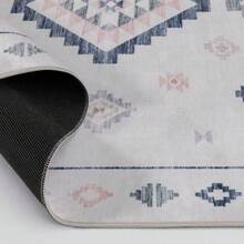 Geometric Ornament Soft Velvet Plush White Base Lavender Medallion, Area Rug 4x6, Recommended For Bedroom And Play Area - Default - View 5