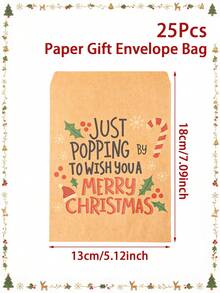 1 Set Kraftpapier Weihnachtsgeschenk-Umschläge, Zuckerstange Stechpalme Weihnachtsmütze, Weihnachtsgeschenktüten, Klassenzimmer-Aktivitäten, Feiertags-Party-Geschenke, Frohe Weihnachten Heimdekoration, Weihnachtsdekorationen, Klassenzimmer-Aktivitäten - mehrfarbig - Übersicht 11