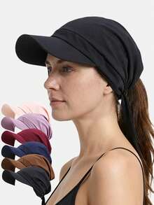 1pc Women's Duck Bill Cap With Tie Strap Baseball Hat, Ribbon Sun Hat Suitable For Daily Use - Multicolor - View 1