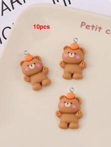 10/20/100pcs Cartoon Resin Bear Pendant Handmade DIY Necklace Earrings Phone Chain Jewelry Making Charm - Brown - View 15