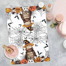 2/4/48pcs Halloween Series Spider Web Witch Cat Pattern Printed Kitchen Towels - Super Soft, Highly Absorbent Polyester Dishcloths And Hand Towels, Perfect For Holiday Decor, Kitchen Decor, Party Decor. - Multicolor - View 9