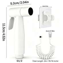 3 PiecesBidet Spray Set, Includes Handheld Sprayer, 2m Retractable Spring Hose And Drill-Free Wall Mount Bracket | Pressurized Water Flow, Adjustable Water Pressure, Suitable For Bidet Cleaning, Toilet Rinsing, Pet Washing, Mop Cleaning, Multi-Scenario Home Cleaning Kit, Compatible With Various Bathroom Spaces - White - View 4