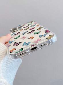 1pc Fashion Creative Full Screen Colorful Butterfly Pattern Phone Case, Suitable As Holiday Gift Compatible With Samsung Galaxy S25, S24, S23/A15, Apple XS/XS Max/XR/11/12/13/14/14 Plus/15/15 Plus/16/16 Plus/7/8 Plus/17/17 Pro And Other Models Protective Cover - Multicolor - View 5