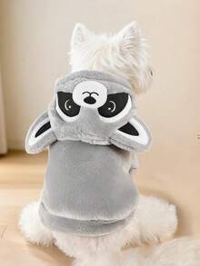 PETCIRCLE 1PC Pet Clothes Small Dog Puppy Cat Cute Soft Warm Windproof Fleece Short Transform Costume - Raccoon - Grey - View 1
