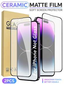 2片裝 18 Pro/18 Pro Max/17 Pro Max 磨砂高清螢幕保護貼，陶瓷軟膜材質，防摔防刮，陶瓷磨砂透明手機配件 - 無色 - 查看 28