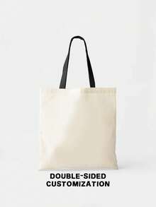 Custom Photo & Text Canvas Tote Bag – Personalized Reusable Shoulder Shopping Bag, Foldable Design (Polyester, Multiple Colors) - Multicolor - View 13