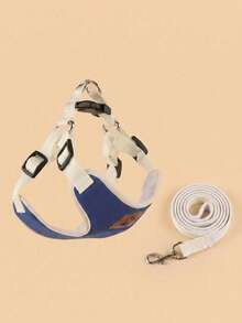 Polyester Paw Print Blue Pet Harness & Leash Set, Breathable Anti-Escape Vest-Style Dog Leash, Puppy Supplies, Pet Supplies, Cat Supplies, Suitable For Bichon, Teddy And Other Small Dogs - Royal Blue - View 11