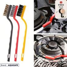 3 piezas Cepillos de limpieza de acero inoxidable para estufa de gas - Color aleatorio, reutilizables - Multicolor - Ver 3