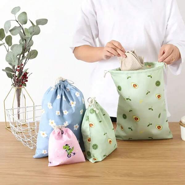 Bolsa de Viaje de Algodón con Cordón, a Prueba de Polvo, para Ropa, Calcetines, Cosméticos, Organizador de Bolsillo con Cordón