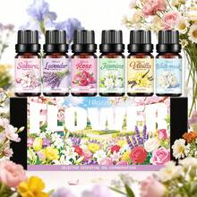 Hllozzi Floral Scent Essential Oil Gift Set Featuring Six Rich, Long-Lasting Floral Fragrances. Designed For Women And Floral Scent Enthusiasts, These Oils Are Suitable For Use In Car Diffusers; An Ideal Choice For Holiday Gifts. - Floral Gift Set - View 1