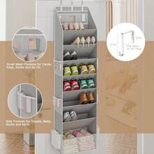 Criusia Shoe Storage Rack, Door Hanging Shoe Organizer, Large Deep Pocket Hanging Closet Shoe Storage, Suitable For Storing 5 Pairs Of Sneakers, Sandals, Boots, Gray, Hanging Shoe Organizer - Grey - View 2