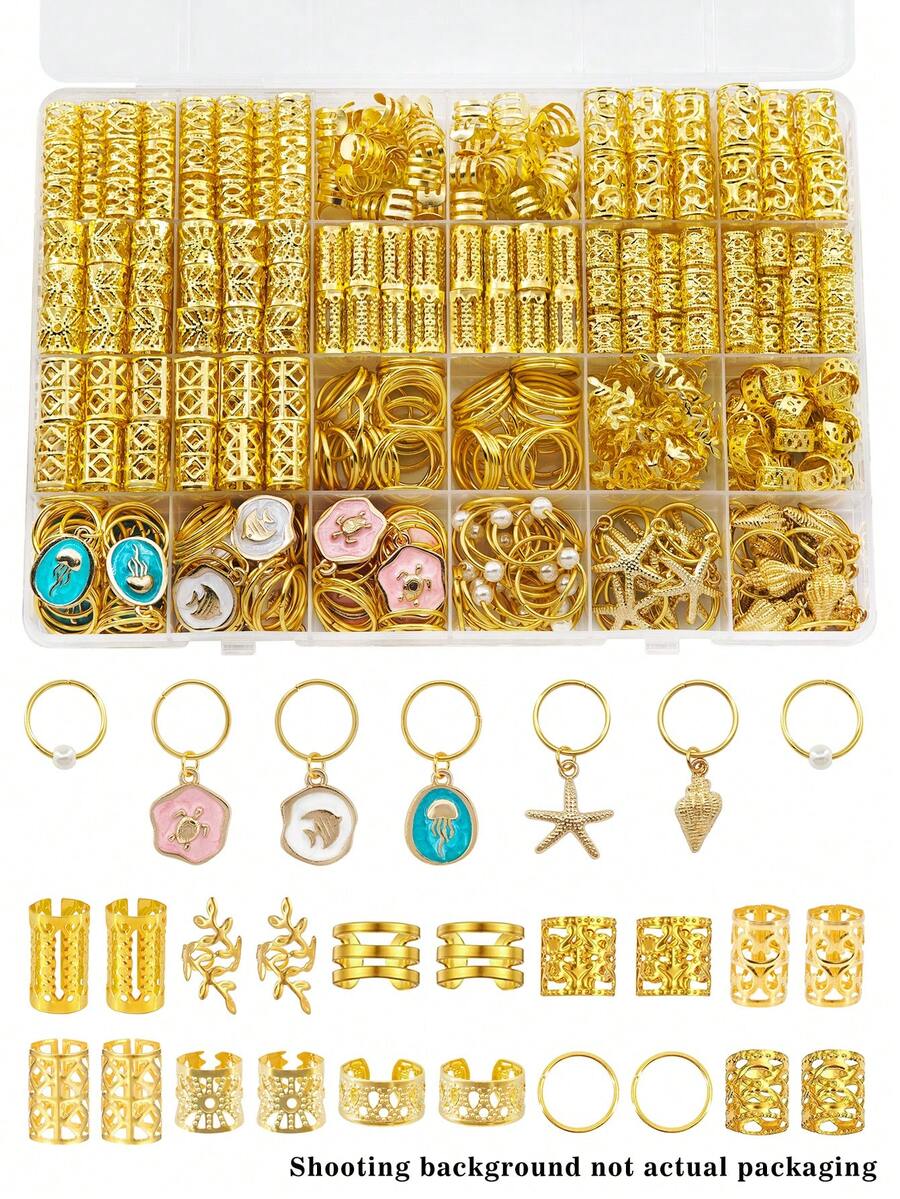 246件金色髮飾 編髮飾品 女用金屬髮環 髒辮飾品 編髮裝飾