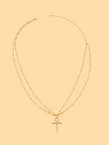 1pc Gold Cross Rhinestone Sexy Double Layer Waist Chain For Women - Gold - View 2