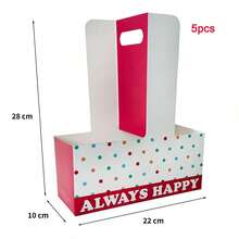 5pcs Coffee Handheld Flower Box, Milk Tea Takeout Box, Fresh Flower Packaging Box, Foldable Gift Box, Baking Cake Flower Box, Holiday Party Gift Packaging Bag - Gift Bags - View 14