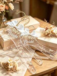 Bow Pearl Bridal Hanger, Wedding Hanger, Lightweight Hanger, Bridal Hanger, Engraved Bridal Hanger, Decorative, Newlyweds, Wedding Decoration, Reusable, Multi-Functional, Fashion, Exquisite - Multicolor - View 3