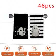 2/4/48pcs Halloween Series Minimalist Ghost Pattern Printed Kitchen Towels - Ultra Soft, Highly Absorbent Polyester Dishcloths And Hand Towels, Perfect For Holiday Decor, Kitchen Decor, Party Decor. - Multicolor - View 13