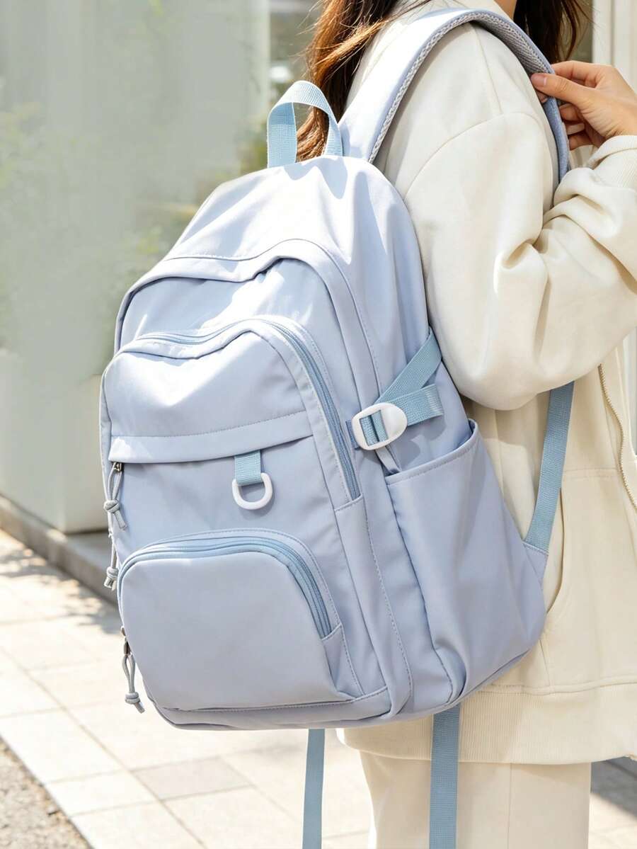 Floless 14/15.6 Inch Women's Laptop Backpack, Casual College Student Bookbag, Daily Commute Travel Bag, Fashionable Multi-Functional Student Backpack, Randomly Shipped New And Old Versions - Baby Blue - View 1