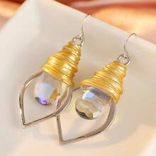 DIYCCPC Women's Contrast Color Long Earrings, Spiral Wrap Design, Hollow Water Drop, Suitable For Daily Commute, Date And Party - Two Tone - View 6