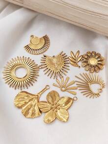 9/10pcs Fashion Versatile Stainless Steel Necklace Pendant 18K Gold Vacuum Plated Handmade DIY Luxury Jewelry Charm - Yellow Gold - View 3