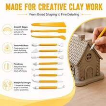11Pcs Pottery Carving Tools Set Double Ended Resin Heads Sky Blue Handle For Clay Modeling DIY - Multicolor - View 4