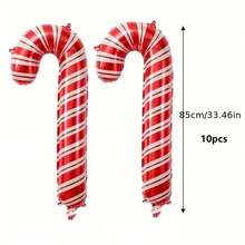 Large 32 Inch Red & White Striped Candy Cane Foil Balloon, Christmas Party Birthday Wedding Celebration Decoration Photo Prop Balloon - Multicolor - View 5