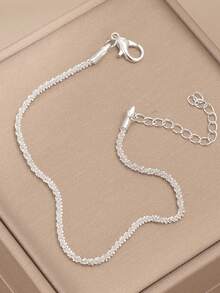 1pc Sparkling Anklet, High-End Minimalist Style, Glittering Starry Foot Chain - Silver - View 5